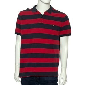 Vintage Polo Jeans Co. Men's Striped Polo Shirt size XL‎ Red Blue